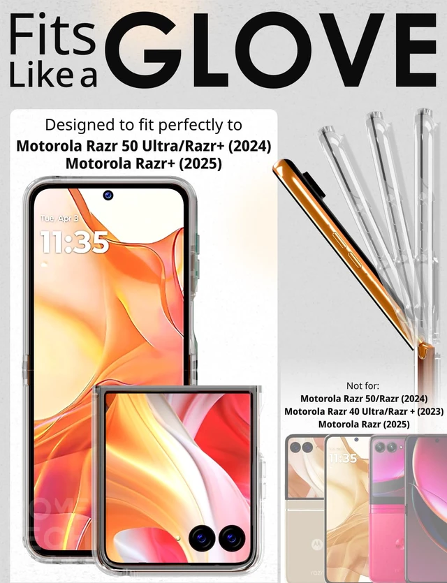 Alt view image 2 of 6 - Motorola Razr Plus (2024) / Razr 50 Ultra Hybrid Shockproof Clear Slim Acrylic Case Cover Flexible Hinge Rib