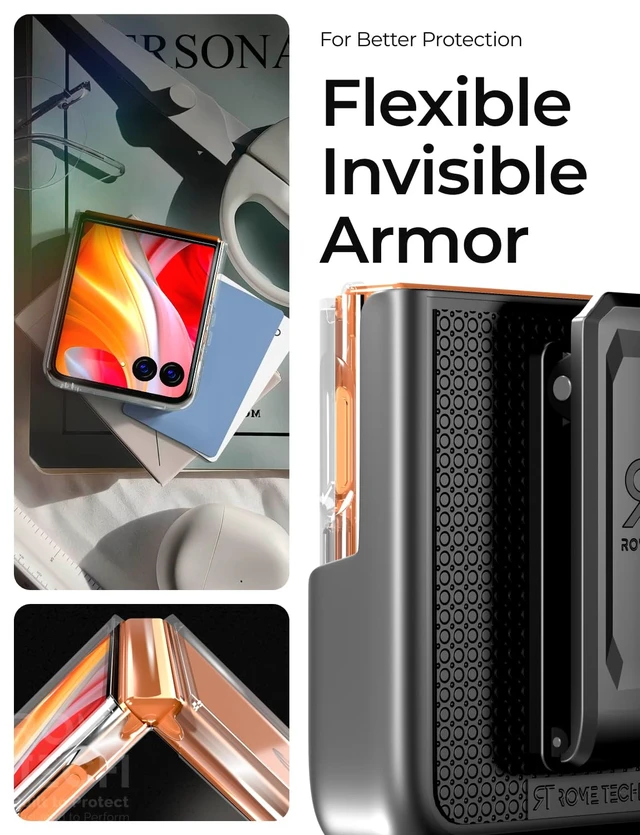 Alt view image 4 of 6 - Motorola Razr Plus (2024) / Razr 50 Ultra Hybrid Shockproof Clear Slim Acrylic Case Cover Flexible Hinge Rib