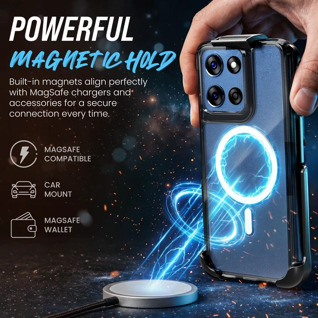 Alt view image 5 of 7 - Motorola Moto G Power 2025/2026 Hybrid TPU Acrylic w/Magsafe w/Holster