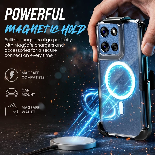 Alt view image 5 of 7 - Motorola Moto G Power 2025/2026 Hybrid TPU Acrylic w/Magsafe w/Holster