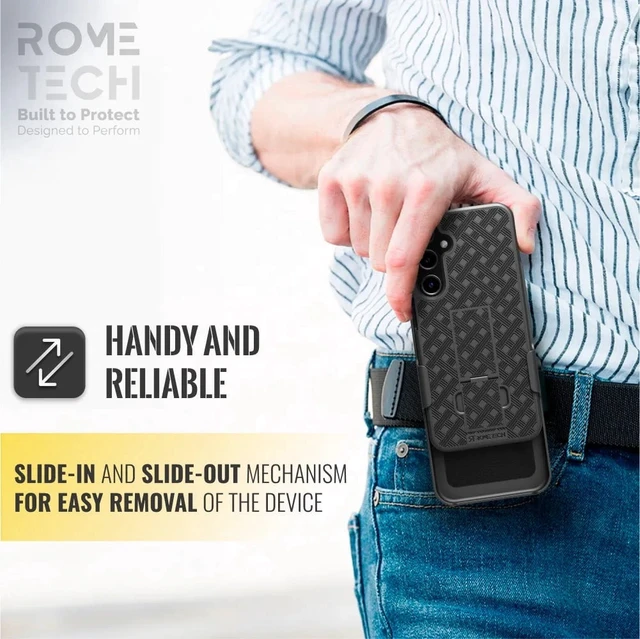 Alt view image 3 of 5 - Rome Tech Google Pixel 9 Pro XL Belt Clip Holster Phone Case + 3-Pack Glass Screen Protector