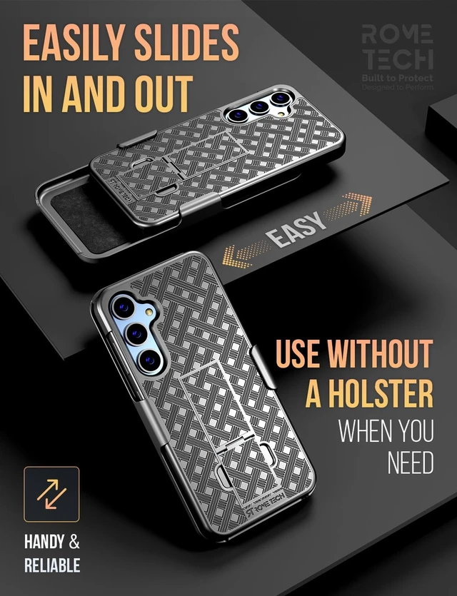 Alt view image 4 of 6 - Rome Tech Shell Holster Combo Case for Samsung Galaxy S24 FE & TPG Bundle - Black