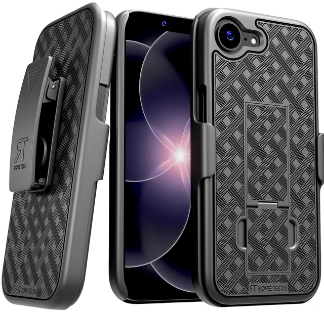 Main image of Rome Tech Shell Holster Combo Case for Apple iPhone 17e & TPG Bundle - Black