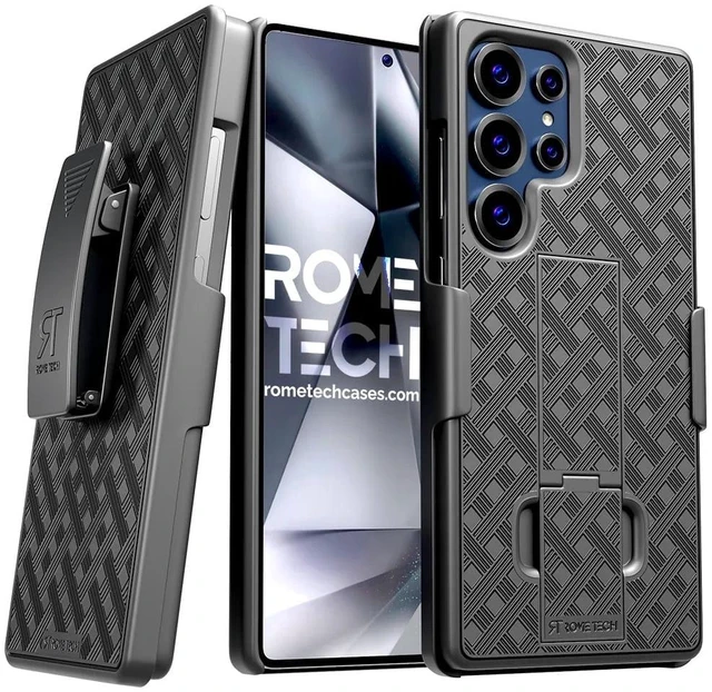 Main image of Samsung Galaxy S25 Ultra (2025) Belt Clip Holster Phone Case + 3-Pack Glass Screen Protector