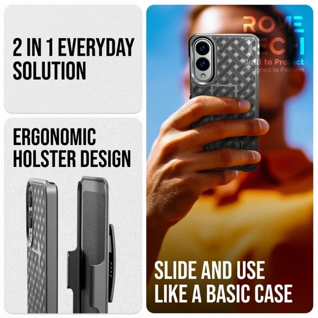 Alt view image 3 of 4 - Samsung Galaxy S25 Edge (2025) Belt Clip Holster Phone Case - Black + 3-Pack Glass Screen Protector