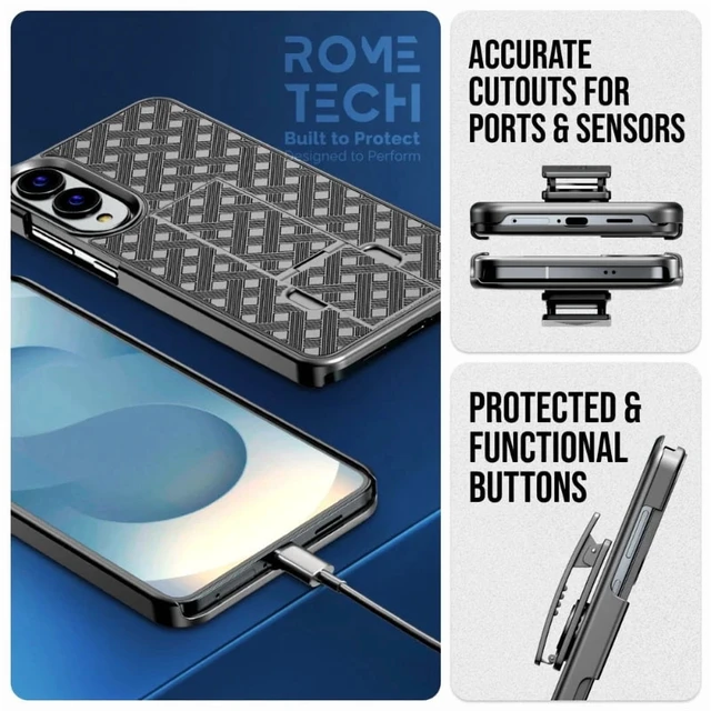 Alt view image 4 of 4 - Samsung Galaxy S25 Edge (2025) Belt Clip Holster Phone Case - Black + 3-Pack Glass Screen Protector