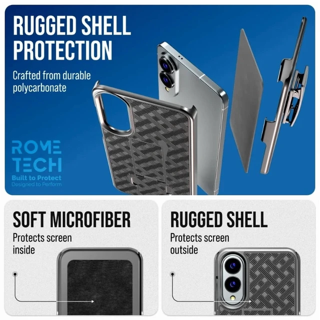 Alt view image 2 of 4 - Samsung Galaxy S25 Edge (2025) Belt Clip Holster Phone Case - Black + 3-Pack Glass Screen Protector