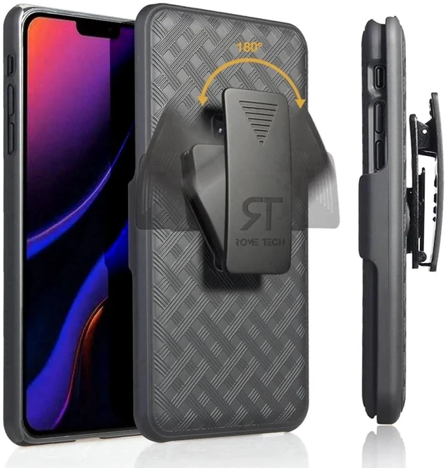 Main image of For Google Pixel 5 Shell Holster Combo Case - Black + 3-Pack Glass Screen Protector