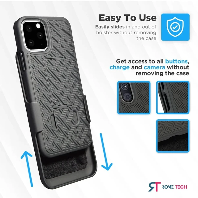 Alt view image 2 of 5 - For Google Pixel 5 Shell Holster Combo Case - Black + 3-Pack Glass Screen Protector