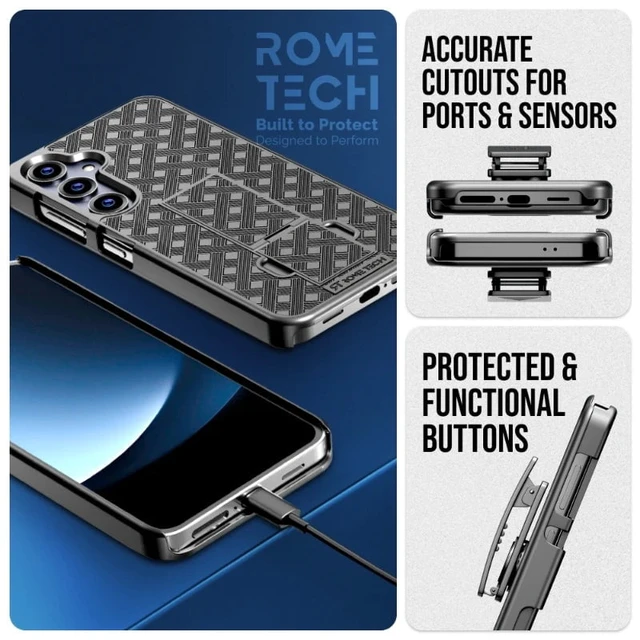 Alt view image 3 of 4 - Samsung Galaxy S25 (2025) Belt Clip Holster Phone Case + 3-Pack Glass Screen Protector