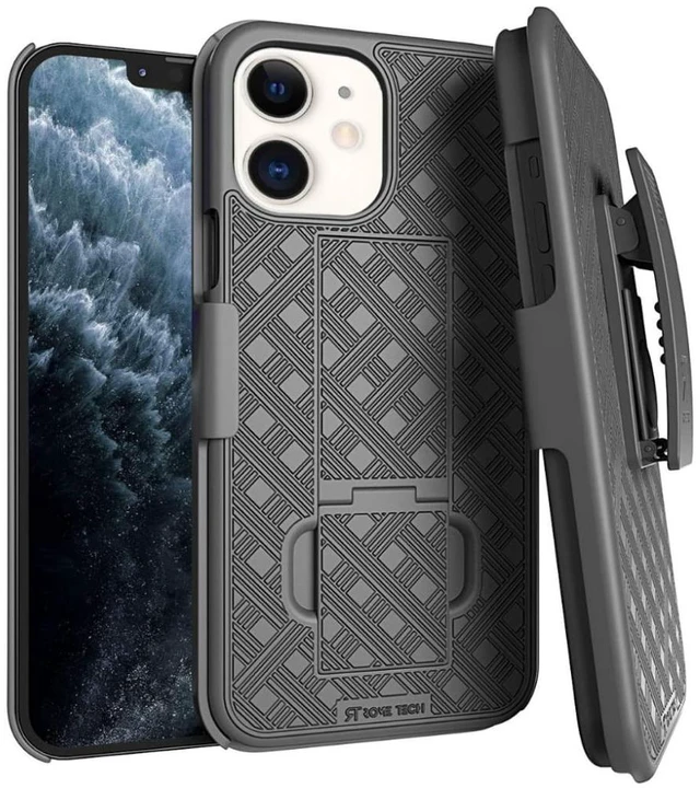 Main image of Rome Tech Apple iPhone 11 Shell Holster Combo Case - Black + 3-Pack Glass Screen Protector