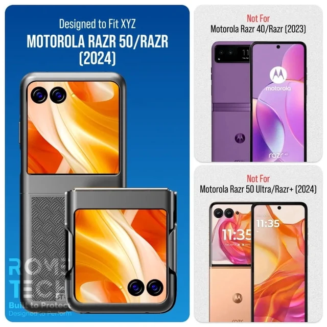 Alt view image 4 of 4 - Motorola Razr 50 / Razr (2024) Belt Clip Holster Phone Case + 3-Pack Glass Screen Protector