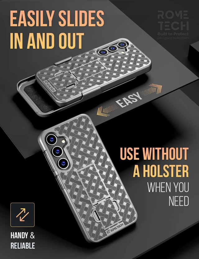 Alt view image 4 of 6 - Rome Tech Shell Holster Combo Case for Samsung Galaxy S25 Plus & TPG Bundle - Black