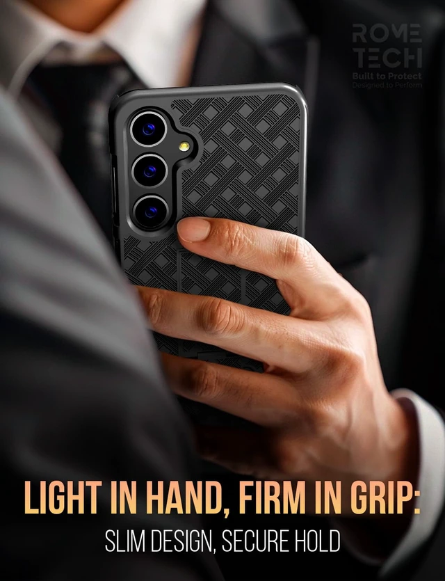 Alt view image 6 of 6 - Rome Tech Shell Holster Combo Case for Samsung Galaxy S25 Plus & TPG Bundle - Black