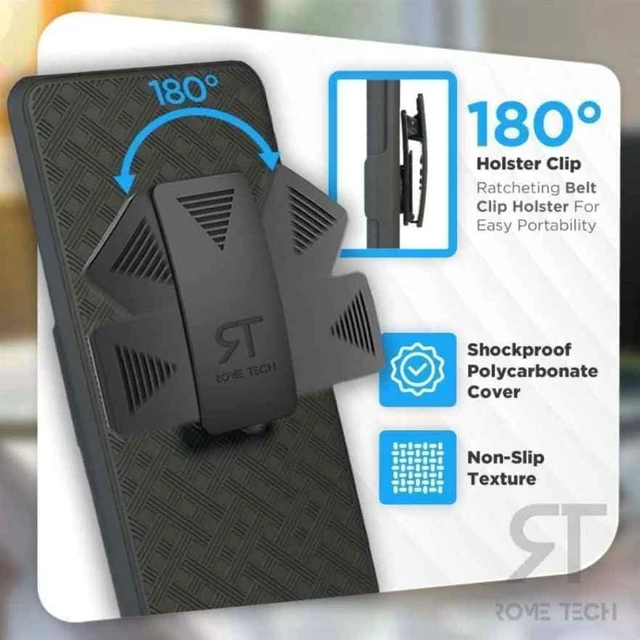 Alt view image 3 of 7 - Rome Tech Shell Holster Combo Case for Apple iPhone 15 & TPG Bundle - Black