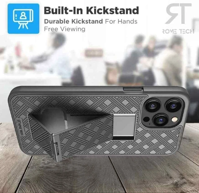 Alt view image 7 of 7 - Rome Tech Shell Holster Combo Case for Apple iPhone 15 & TPG Bundle - Black