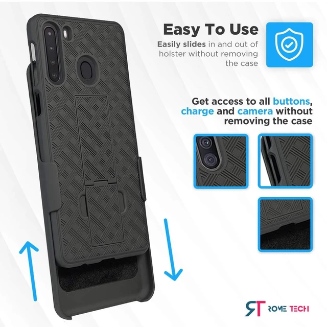 Alt view image 2 of 6 - Rome Tech Shell Holster Combo Case for Samsung Galaxy A22 5G & TPG Bundle - Black
