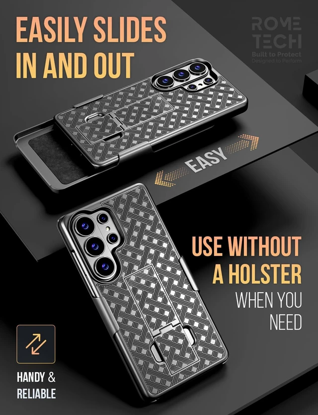 Alt view image 4 of 6 - Rome Tech Shell Holster Combo Case for Samsung Galaxy S26 Ultra & TPG Bundle - Black