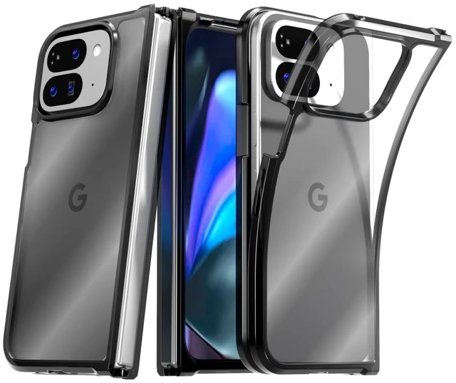 Main image of Google Pixel 9 Pro Fold (2024) Hybrid Shockproof Clear Slim Acrylic Case Cover Flexible Hinge Rib