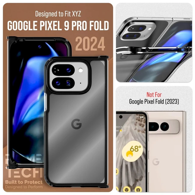 Alt view image 2 of 5 - Google Pixel 9 Pro Fold (2024) Hybrid Shockproof Clear Slim Acrylic Case Cover Flexible Hinge Rib