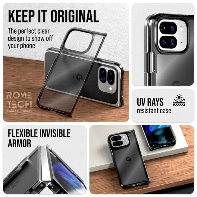 Alt view image 4 of 5 - Google Pixel 9 Pro Fold (2024) Hybrid Shockproof Clear Slim Acrylic Case Cover Flexible Hinge Rib