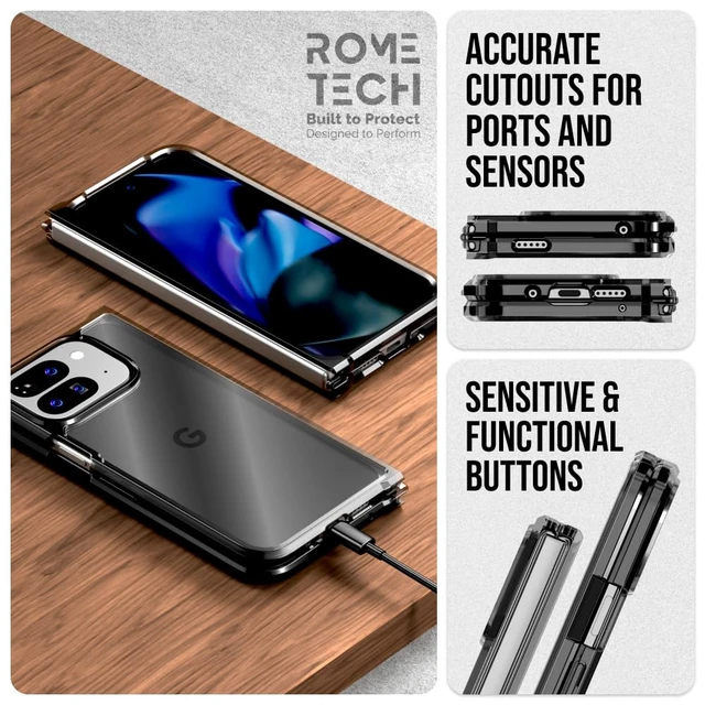 Alt view image 5 of 5 - Google Pixel 9 Pro Fold (2024) Hybrid Shockproof Clear Slim Acrylic Case Cover Flexible Hinge Rib