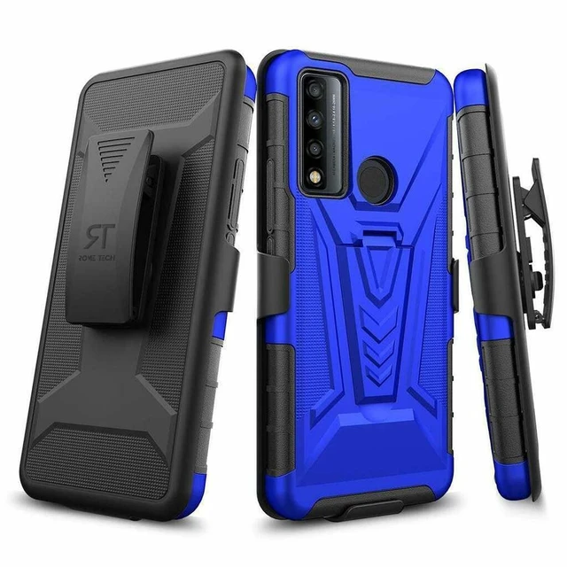 Alt view image 7 of 7 - TCL 20 XE 6.52" (2021) Rome Tech Dual-Layer Holster Case - Blue