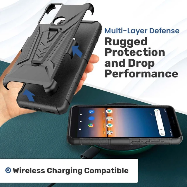 Alt view image 3 of 7 - TCL 20A 5G Dual-Layer Holster Case with Kickstand