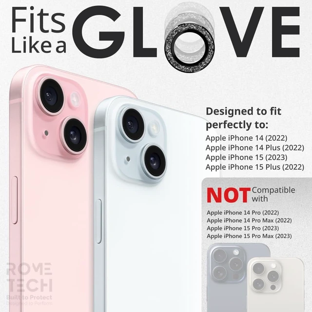 Alt view image 2 of 6 - Apple iPhone 15 (2023) Camera Lens Protector Glitter Powder Lens
