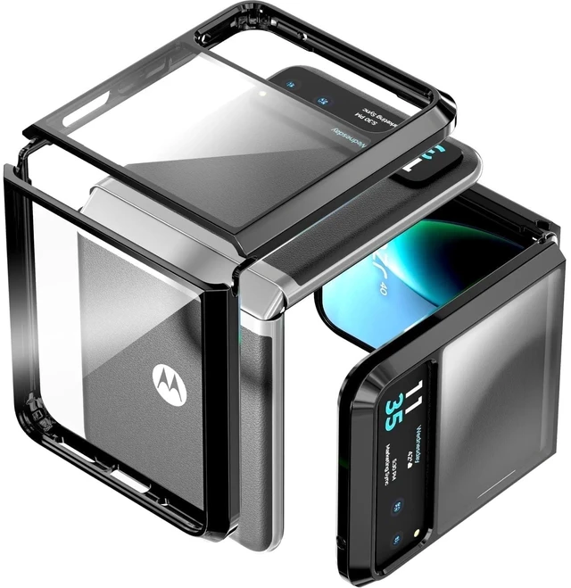 Main image of Motorola Razr 40 / Razr (2023) Hybrid Shockproof Clear Slim Acrylic Case Cover Flexible Hinge Rib