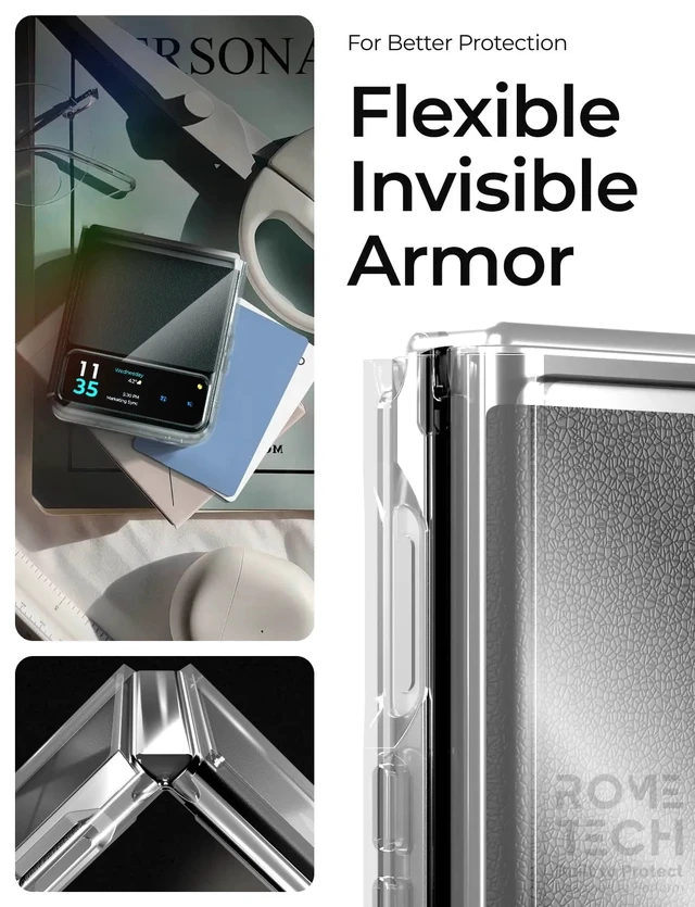 Alt view image 2 of 6 - Motorola Razr 40 / Razr (2023) Hybrid Shockproof Clear Slim Acrylic Case Cover Flexible Hinge Rib