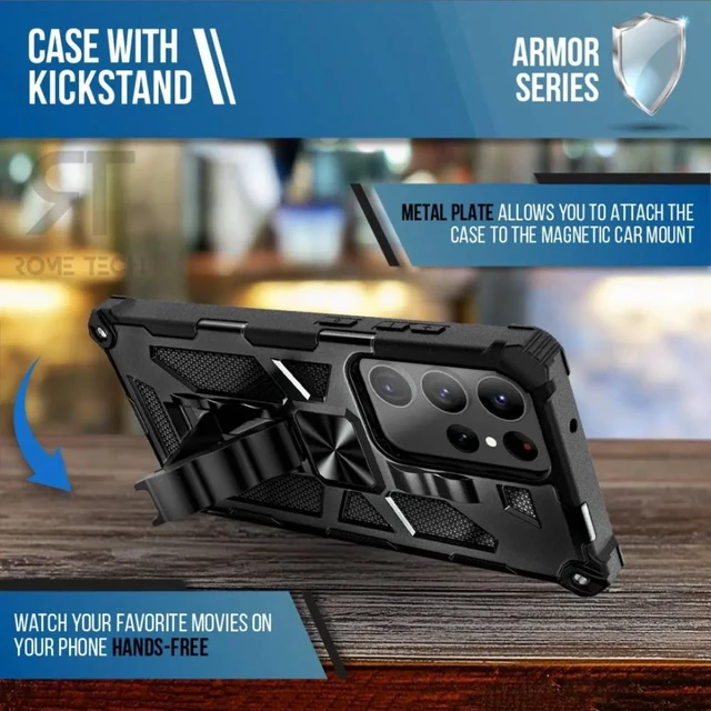Alt view image 3 of 6 - Samsung Galaxy S23 Ultra Armor Case with Kickstand Magnetic Mount