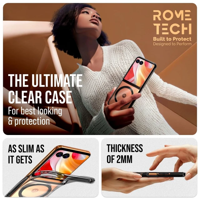 Alt view image 3 of 6 - Motorola Razr 50 Ultra / Razr+ (2024) Hybrid Shockproof Clear Slim Acrylic Case Cover Flexible Hinge Rib with MagSafe