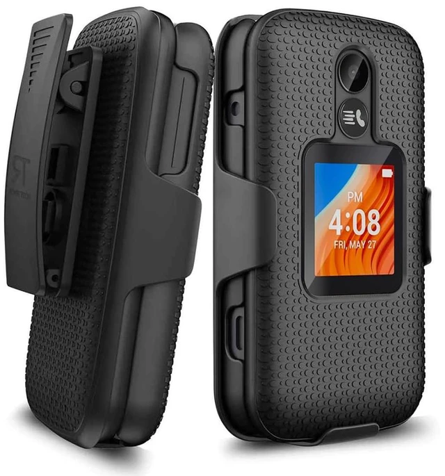 Main image of Designed for TCL Flip 2 (Tracfone T408DL) / Unlocked 4058G / Canada 4058E Case with Belt Clip Holster - Kickstand Cover Phone Case - Black