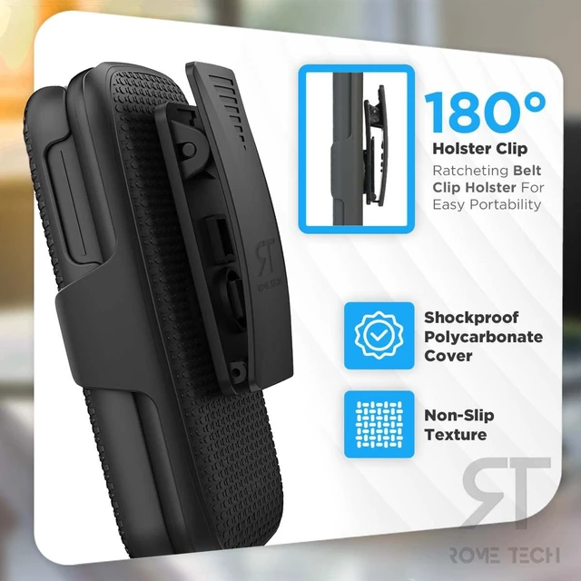 Alt view image 3 of 4 - Designed for TCL Flip 2 (Tracfone T408DL) / Unlocked 4058G / Canada 4058E Case with Belt Clip Holster - Kickstand Cover Phone Case - Black