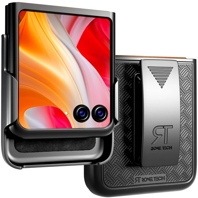 Main image of Designed for Motorola Razr 50 Ultra/Razr+ (2024) Case with Belt Clip Holster - Kickstand Cover Phone Case - Black