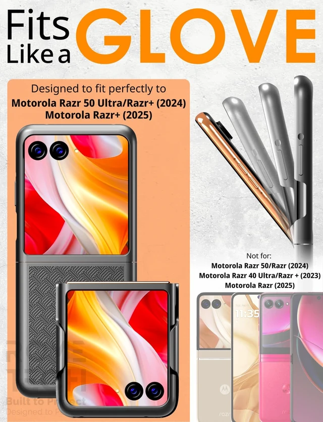 Alt view image 2 of 7 - Designed for Motorola Razr 50 Ultra/Razr+ (2024) Case with Belt Clip Holster - Kickstand Cover Phone Case - Black