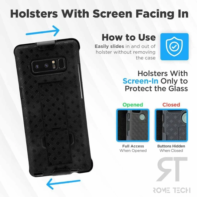 Alt view image 5 of 5 - Designed for Samsung Galaxy Note 8 Case with Belt Clip Holster - Kickstand Cover Phone Case - Black