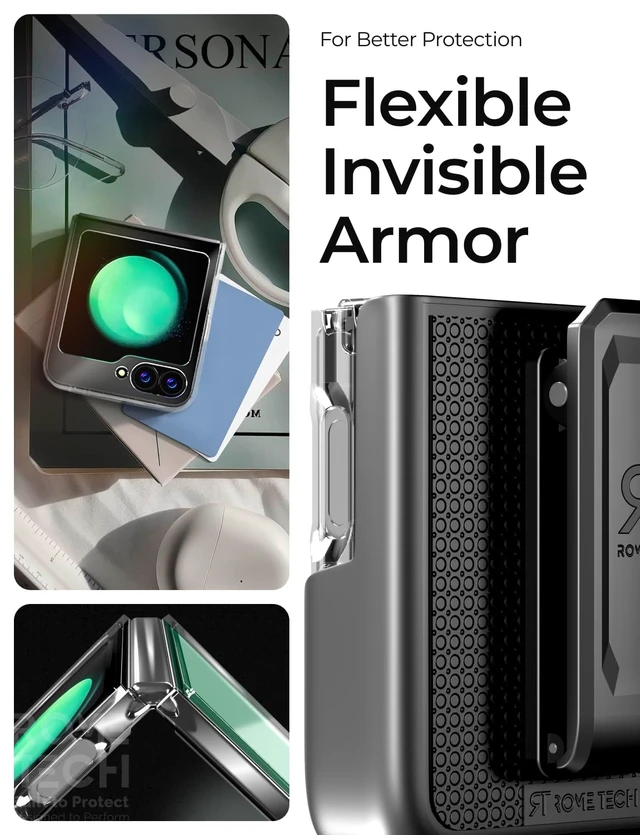 Alt view image 4 of 6 - Samsung Galaxy Z Flip6 Hybrid Shockproof Clear Slim Acrylic Case Cover Flexible Hinge Rib