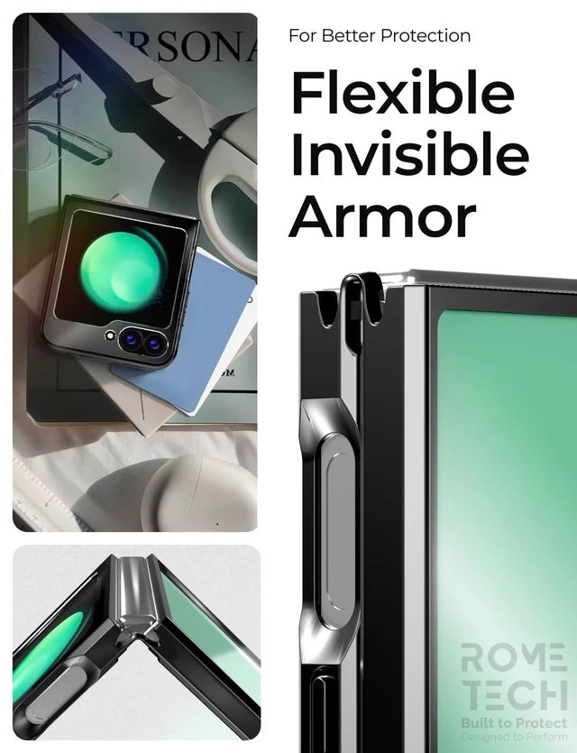 Alt view image 5 of 6 - Samsung Galaxy Z Flip6 Hybrid Shockproof Clear Slim Acrylic Case Cover Flexible Hinge Rib