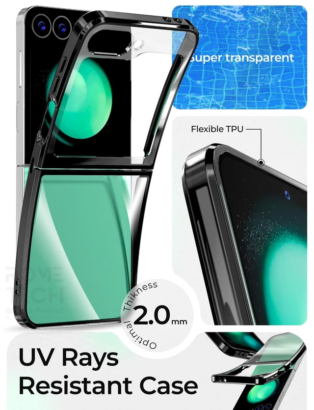 Alt view image 3 of 6 - Samsung Galaxy Z Flip6 Hybrid Shockproof Clear Slim Acrylic Case Cover Flexible Hinge Rib
