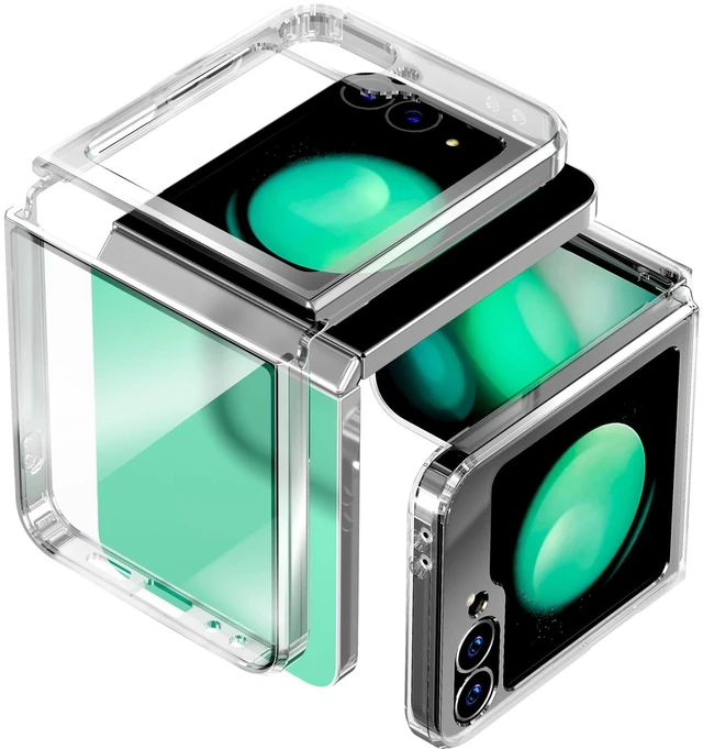 Main image of Samsung Galaxy Z Flip6 Hybrid Shockproof Clear Slim Acrylic Case Cover Flexible Hinge Rib