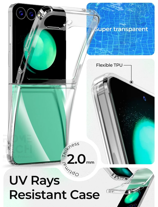 Alt view image 3 of 6 - Samsung Galaxy Z Flip6 Hybrid Shockproof Clear Slim Acrylic Case Cover Flexible Hinge Rib