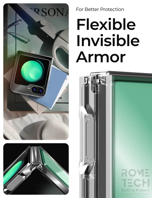 Alt view image 5 of 6 - Samsung Galaxy Z Flip6 Hybrid Shockproof Clear Slim Acrylic Case Cover Flexible Hinge Rib