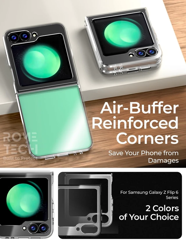 Alt view image 4 of 6 - Samsung Galaxy Z Flip6 Hybrid Shockproof Clear Slim Acrylic Case Cover Flexible Hinge Rib