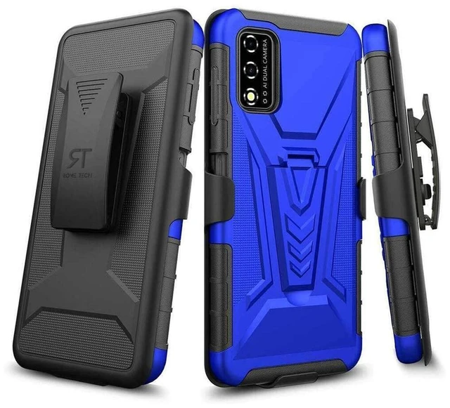 Alt view image 7 of 7 - T-Mobile Revvl V 4G 6.52" (2021) Rome Tech Dual-Layer Holster Case - Blue