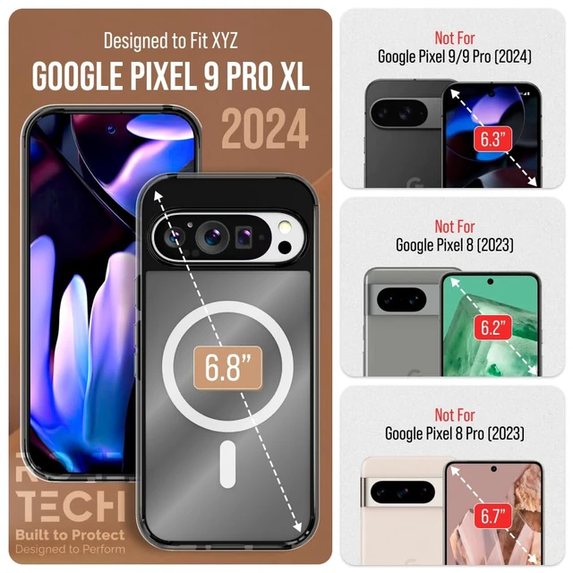 Alt view image 2 of 6 - Google Pixel 9 Pro XL 6.8" (2024) Hybrid Shockproof Clear Slim Acrylic Case with MagSafe