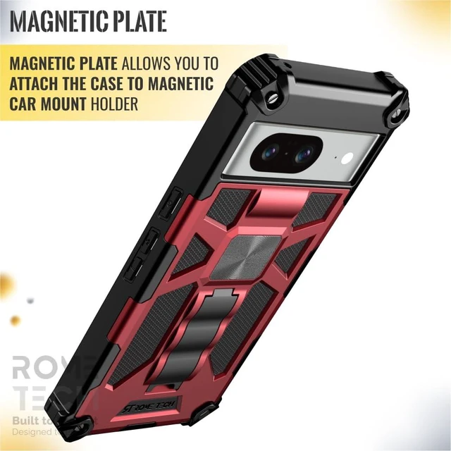 Alt view image 4 of 6 - Google Pixel 8 Armor Case with Kickstand & Magnetic Mount