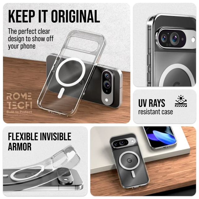 Alt view image 4 of 6 - Google Pixel 9 / 9 Pro 6.3"(2024) Hybrid Shockproof Clear Slim Acrylic Case with MagSafe