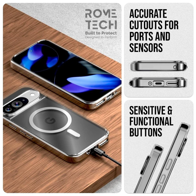 Alt view image 5 of 6 - Google Pixel 9 / 9 Pro 6.3"(2024) Hybrid Shockproof Clear Slim Acrylic Case with MagSafe